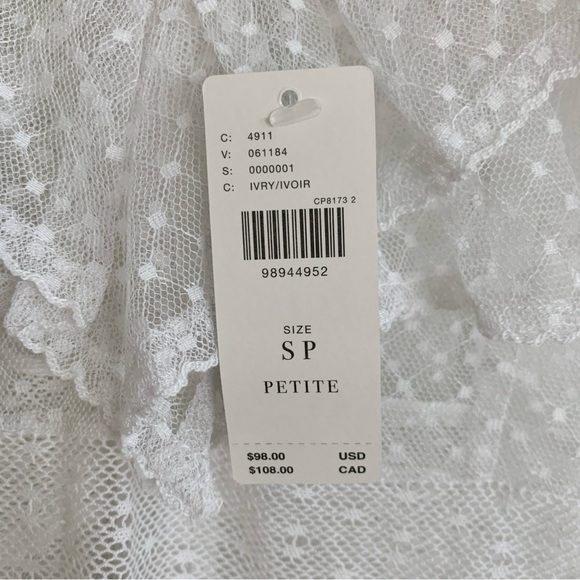 [🌟 PRICE FIRM] ANTHROPOLOGIE White Ruffle Sheer Mesh Maxi Dress Small Petite SP - Picture 14 of 15